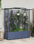 vidaXL Повдигнато легло с решетка и покривка Сиво 163 x 40 x 138 см ПП