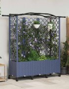 vidaXL Повдигнато легло с решетка и покривка Сиво 163 x 40 x 144 см ПП
