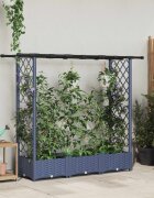 vidaXL Повдигнато легло с решетка и покривка Сиво 164 x 40 x 121 см ПП