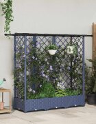 vidaXL Повдигнато легло с решетка и покривка Сиво 164 x 40 x 121 см ПП