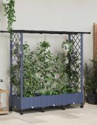 vidaXL Повдигнато легло с решетка и покривка Сиво 164 x 40 x 127 см ПП