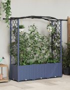 vidaXL Повдигнато легло с решетка и покривка Сиво 164 x 40 x 138 см ПП