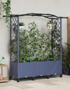 vidaXL Повдигнато легло с решетка и покривка Сиво 164 x 40 x 144 см ПП