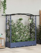 vidaXL Повдигнато легло с решетка и покривка Сиво 169 x 40 x 123 см ПП