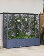 vidaXL Повдигнато легло с решетка и покривка Сиво 202 x 40 x 136 см ПП