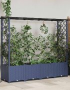 vidaXL Повдигнато легло с решетка и покривка Сиво 203 x 40 x 136 см ПП