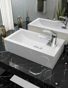 vidaXL Правоъгълна мивка с отвор за смесител бяла 46x255x12 см