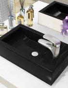 vidaXL Правоъгълна мивка с отвор за смесител черна 46x255x12 см