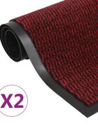 vidaXL Правоъгълни изтривалки 2 бр усукани влакна 60x90 см червени