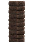 vidaXL Premium Guest Towels 10pcs Brown 30x50cm 600gsm 100% Cotton - Untranslated