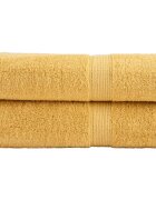 vidaXL Premium Hand Towels 2pcs Gold 50x100cm 600gsm 100% Cotton - Untranslated