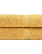 vidaXL Премиум хавлиени кърпи SOLUND 2 бр злато 100x150 см 600 gsm