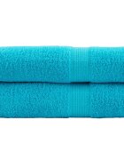 vidaXL Premium Shower Towels 2 pcs Turquoise 70x140 cm 600 gsm 100% Cotton - Untranslated