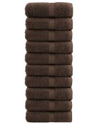 vidaXL Premium Washcloths 10pcs Brown 30x30cm 600gsm 100% Cotton - Untranslated
