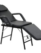 vidaXL Преносим козметичен стол изкуствена кожа 185x78x76 см черен