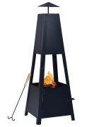 vidaXL Преносимо огнище черно 35x35x99 см стомана