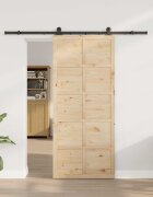 vidaXL Преплъзваща се врата 100 x 208 см Масивна борова дървесина