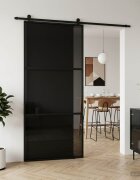vidaXL Преплъзваща се врата 102 x 205 cm Закалено стъкло и алуминий
