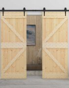 vidaXL Преплъзваща се врата 2 бр. 100 x 210 cm Естествено и черно
