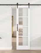 vidaXL Преплъзваща се врата 61 x 1985 см Бял и черен