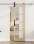vidaXL Преплъзваща се врата 61 x 1985 см Естествено и черно