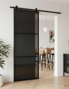 vidaXL Преплъзваща се врата 76 x 205 cm Закалено стъкло и алуминий