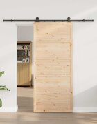 vidaXL Преплъзваща се врата 80 x 208 см Масивна борова дървесина