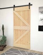 vidaXL Преплъзваща се врата 80 x 210 cm Масивна борова дървесина