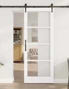 vidaXL Преплъзваща се врата 83 х 211 см Бял и черен