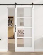 vidaXL Преплъзваща се врата 83 x 202 см Бял и черен