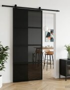 vidaXL Преплъзваща се врата 90 x 205 cm Закалено стъкло и алуминий
