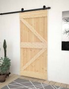 vidaXL Преплъзваща се врата 90 x 210 cm Масивна борова дървесина