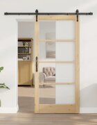 vidaXL Преплъзваща се врата 93 x 202 см Естествен
