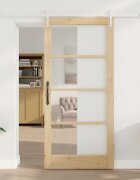 vidaXL Преплъзваща се врата 93 x 202 см Естествен