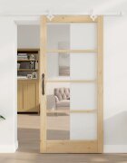 vidaXL Преплъзваща се врата 93 x 202 см Натурално