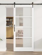 vidaXL Преплъзваща се врата 93 x 211 см Бял и черен