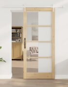 vidaXL Преплъзваща се врата 93 x 211 см Естествен