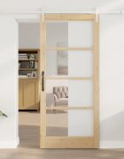 vidaXL Преплъзваща се врата 93 x 211 см Естествен