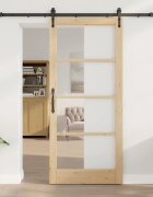 vidaXL Преплъзваща се врата 93 x 211 см Естествено и черно