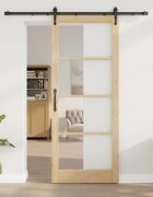 vidaXL Преплъзваща се врата 93 x 232 см Естествено и черно