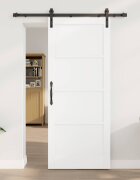 vidaXL Преплъзваща се врата Бяло 83 x 202 см Масивна борова дървесина