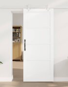vidaXL Преплъзваща се врата Бяло 83 x 202 см Масивна борова дървесина