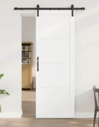 vidaXL Преплъзваща се врата Бяло 83 x 232 см Масивна борова дървесина