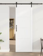 vidaXL Преплъзваща се врата Бяло 83 x 232 см Масивна борова дървесина
