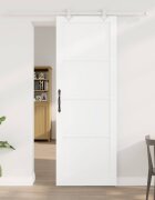 vidaXL Преплъзваща се врата Бяло 83 x 232 см Масивна борова дървесина
