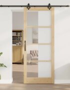 vidaXL Преплъзваща се врата Естествен 93 x 232 см