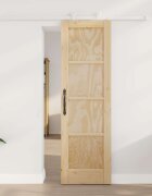 vidaXL Преплъзваща се врата Естествено и бяло 61 x 1985 см