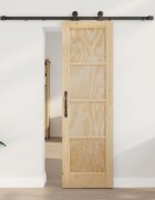 vidaXL Преплъзваща се врата Естествено и черно 61 x 1985 см
