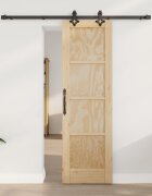 vidaXL Преплъзваща се врата Естествено и черно 61 x 1985 см