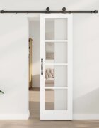 vidaXL Преплъзваща се врата ORKDAL 61 x 1985 см Бяло и черно